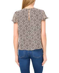 CeCe Women's Flutter-Sleeve Crewneck Top