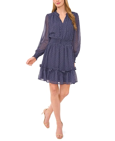 CeCe Women's Tiered Tie-Neck Dress