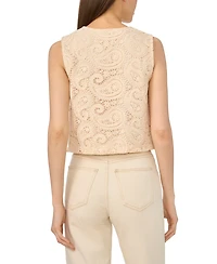 CeCe Women's Front-Button Crewneck Vest Top