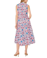 CeCe Women's Printed Collared V-Neck Sleeveless Dress