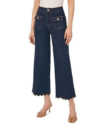 CeCe Women's Scallop Hem Mid-Rise Jeans