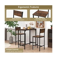 Boyel Living 3 Piece Bar Table Set with Backrest and Footrest for Small Space