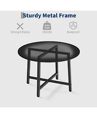 homfan Round Dining Table for 2-4, Wood-Grain Circle Kitchen with Iron Frame, 31.5 or 47.2 Inch, No Chairs