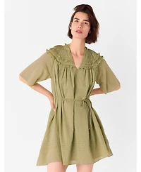 Whistles Women's Short Sleeve Cotton Frill Mini Dress