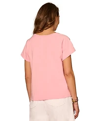 Democracy Petite Embroidered Crewneck Boyfriend T-Shirt