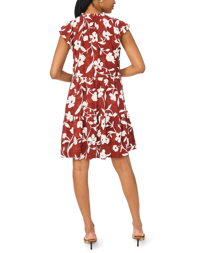 Msk Women's Floral Linen Blend Tiered Dress