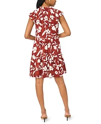 Msk Women's Floral Linen Blend Tiered Dress