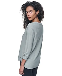 Dkny Women's Mini Slub Waffle Three Quarter Sleeve T-Shirt