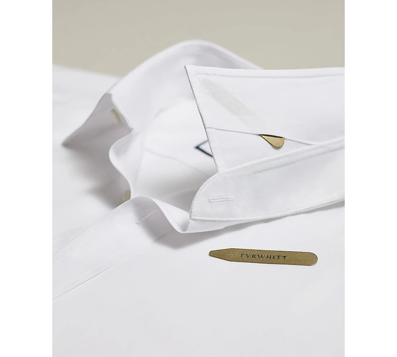 Charles Tyrwhitt Men's Spread Collar Rounded Cuffs Solid Dress Shirt