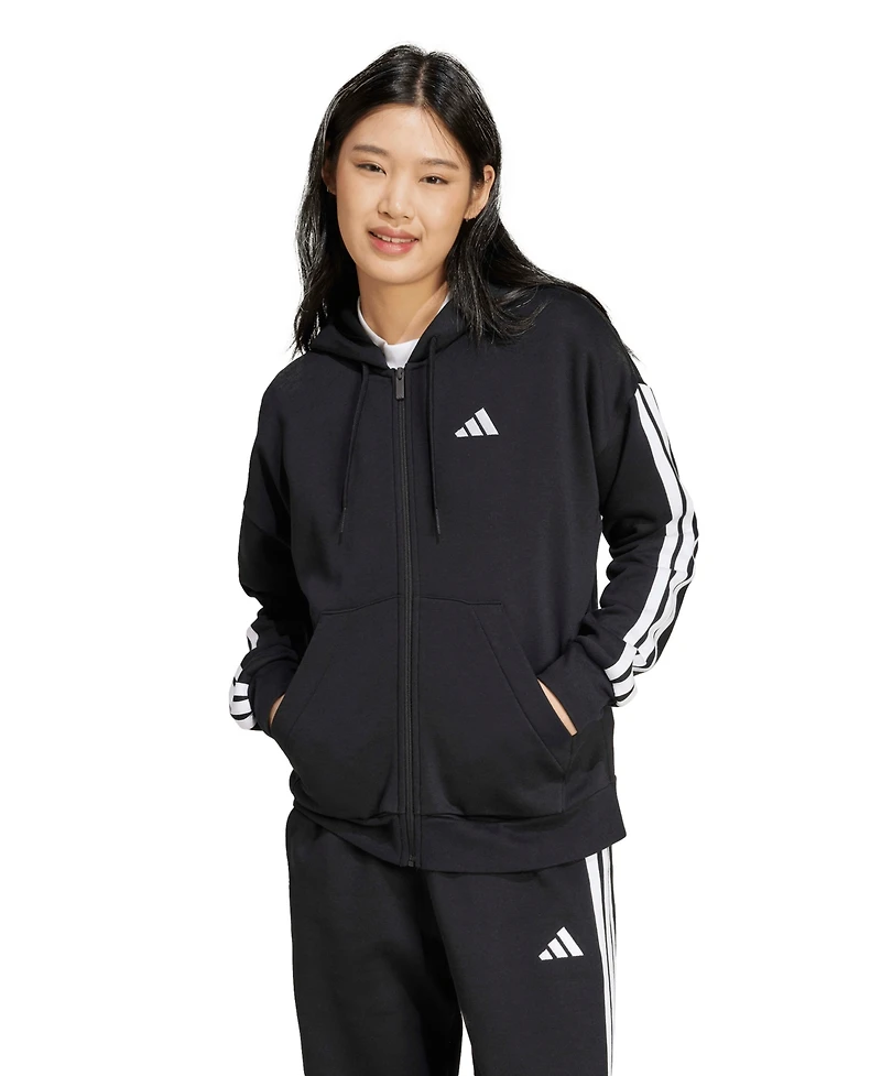 adidas Women's 3-Stripe Fleece Full Zip Hoodie
