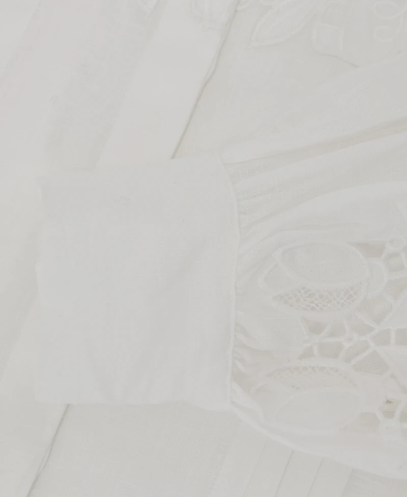 Reiss Women's Linen Embroidered Blouse Shirt