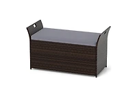 Lucky One Outdoor Storage Bench with Pe Rattan Wicker Cushion and Side Handles