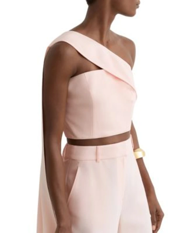 Reiss Womens One Shoulder Scarf Bustier Top Womens Wide Leg Tailored Trousers