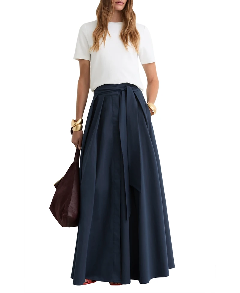 Reiss Women's Cotton-Blend Pleated Maxi Skirt