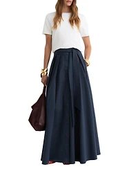 Reiss Women's Cotton-Blend Pleated Maxi Skirt