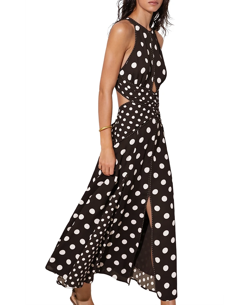 Reiss Women's Polka-Dot Cut-Out Midi Dress