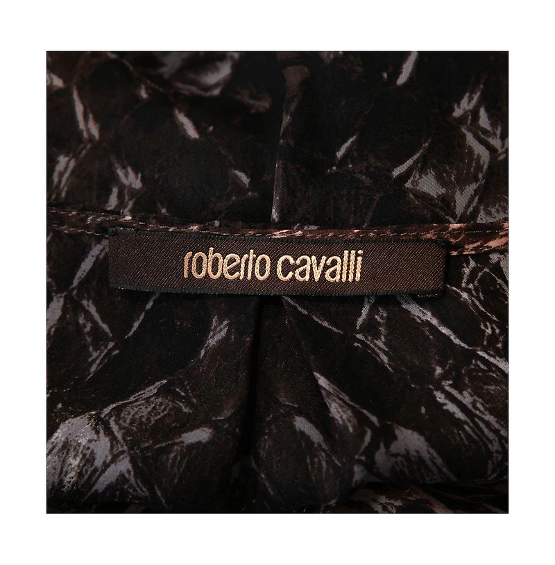 Pre-Owned Roberto Cavalli Women's Animal Print Silk Embellished Sheer Blouse