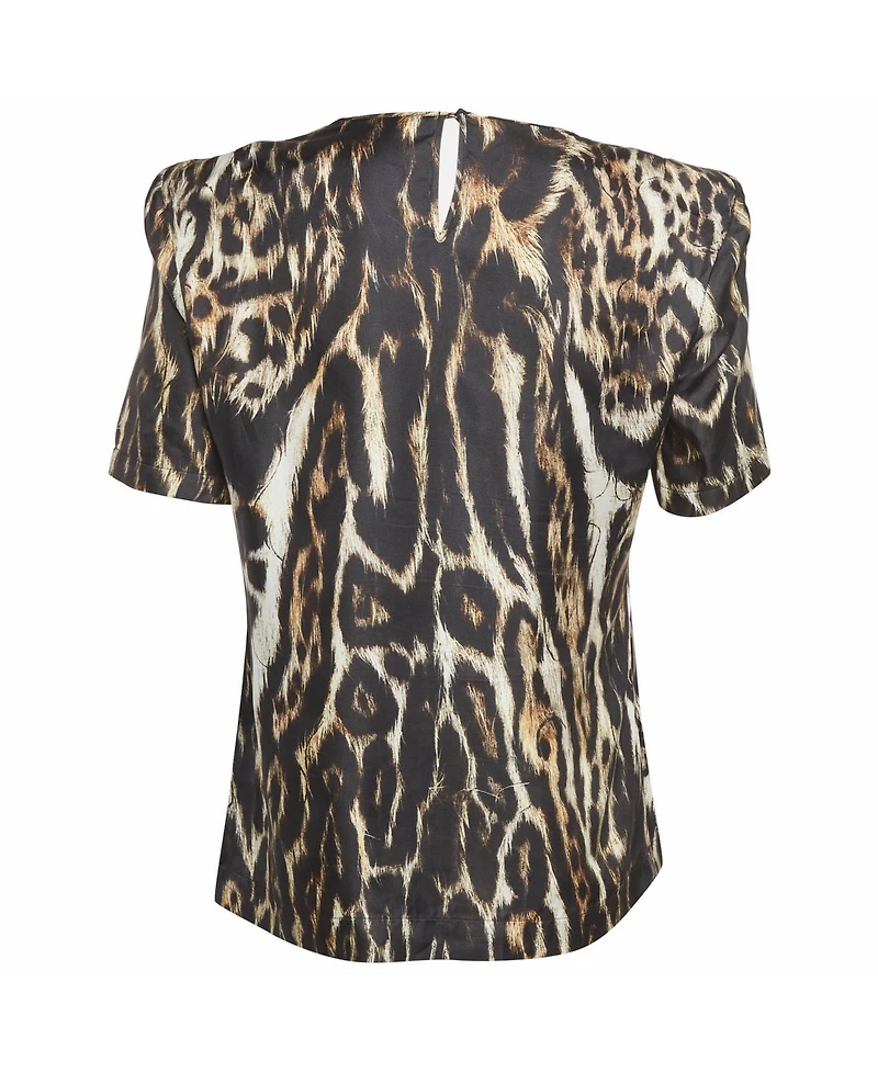 Pre-Owned Roberto Cavalli Women's Leopard Print Silk Top