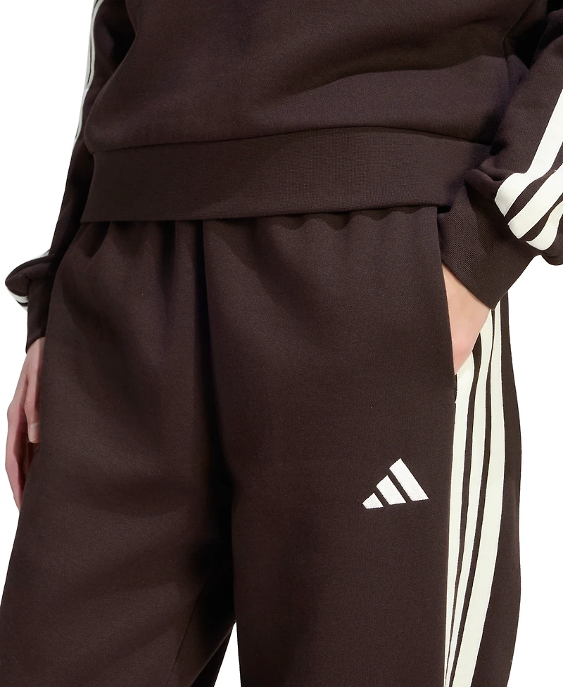 adidas Women's Essentials 3-Stripes Pull On Fleece Loose Pants
