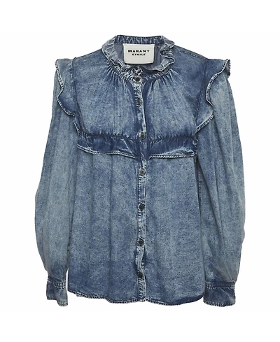 Pre-Owned Isabel Marant Women's Chambray Ruffle Top