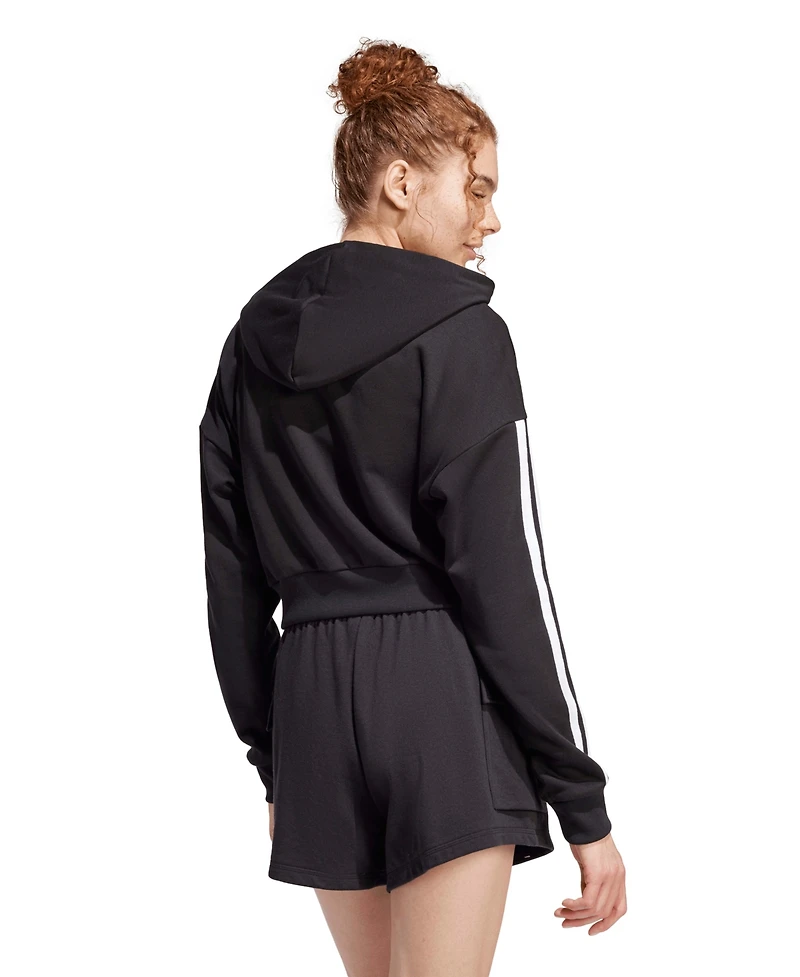 adidas Women's Essentials 3-Stripes French Terry Cropped Hoodie