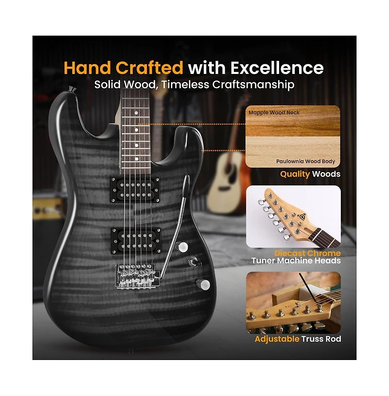 Pyle 6-String Electric Guitar Kit- Includes Amplifier with Accessory Kit