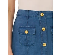 CeCe Women's Button-Down Denim Midi Skirt