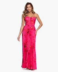 Betsy & Adam Women's Strapless Pleated Gown