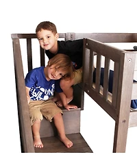 Max & Lily Twin Low Loft with Stairs and Curtains
