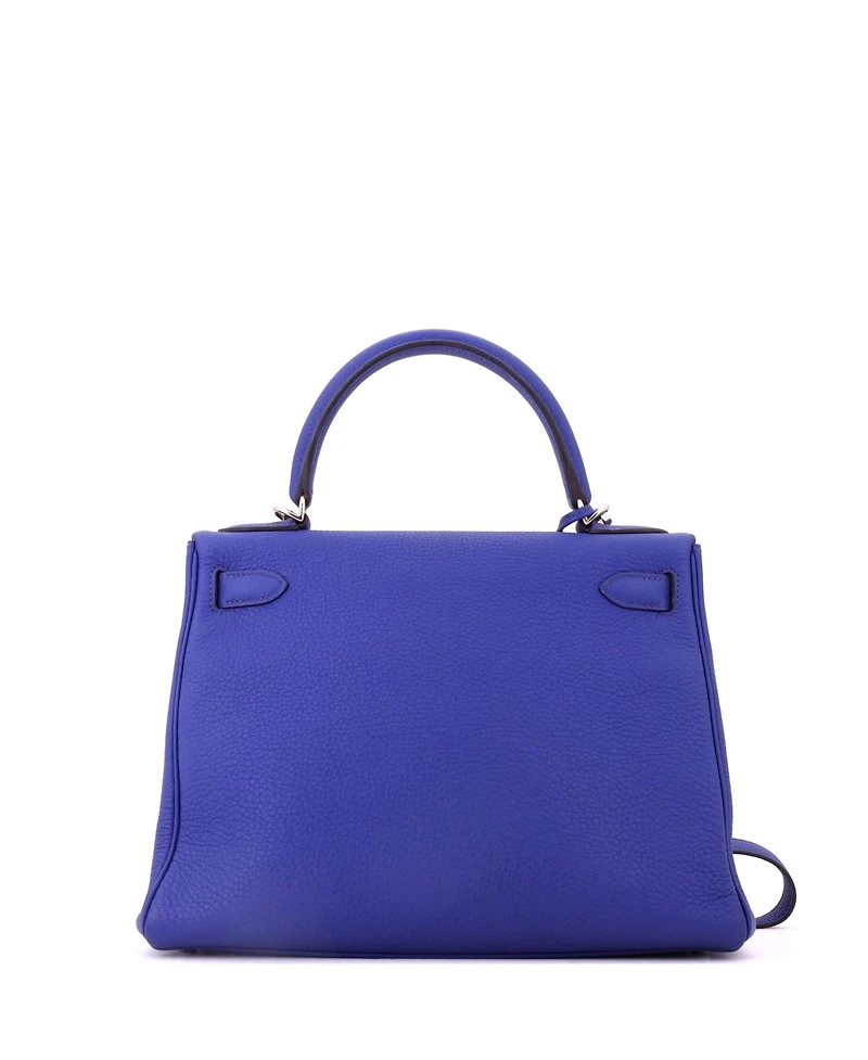 Pre-Owned HERMES Kelly Handbag Blue Togo with Palladium Hardware