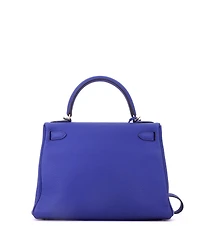 Pre-Owned HERMES Kelly Handbag Blue Togo with Palladium Hardware