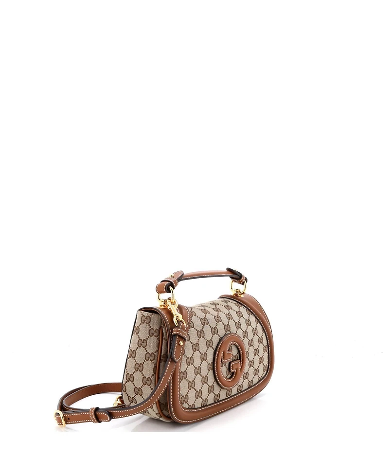 Pre-Owned Gucci Medium Blondie Nm Top Handle Bag Gg Coated Canvas with Leather