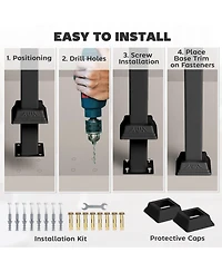 Outsunny 1-3 Step Handrails for Outdoor Steps, Metal Deck Railing