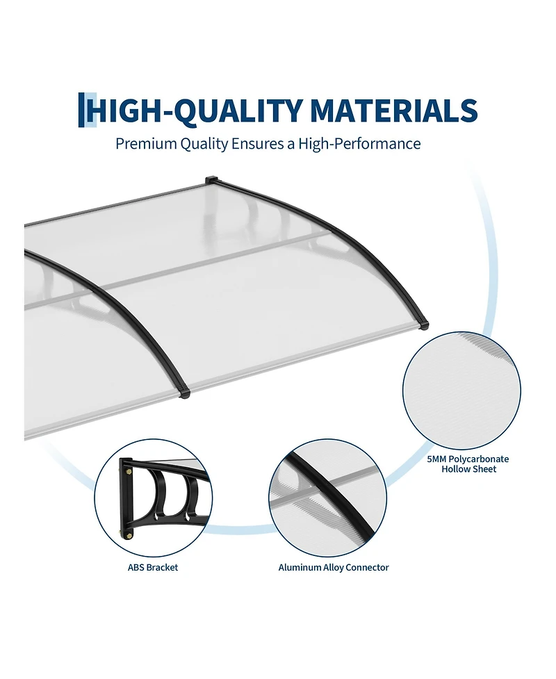 gaomon 40"x120" Window Awning Canopy Exterior, Polycarbonate Cover, for Door Entrance, Clear