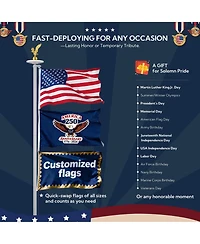 Yescom Bravery 20ft 13 Gauge Sectional Flag Pole Kit with Solar Powered Light Us Flag Gold Eagle Topper