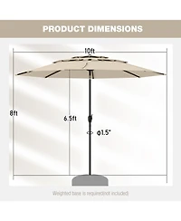 Sugift 10 feet 3 Tier Vented Patio Umbrella with Push Button Tilt