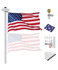 Yescom Bravery 20ft 13 Gauge Sectional Flag Pole with Solar Light Outside House
