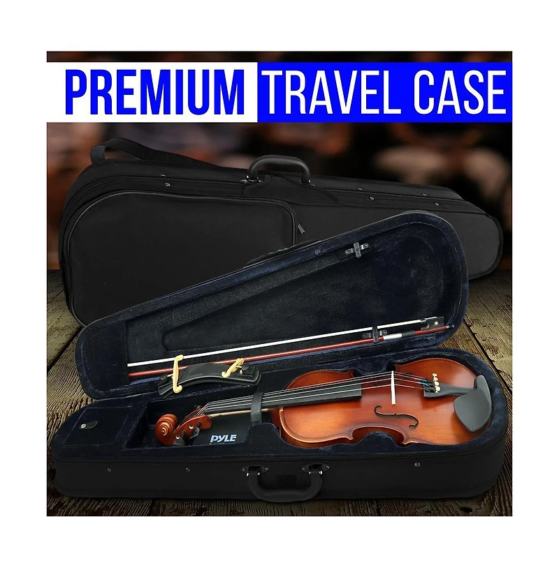 Pyle 4/4 Student Violin Kit - Plywood Violin with Tuner, Extra Strings, Shoulder Rest, and Case