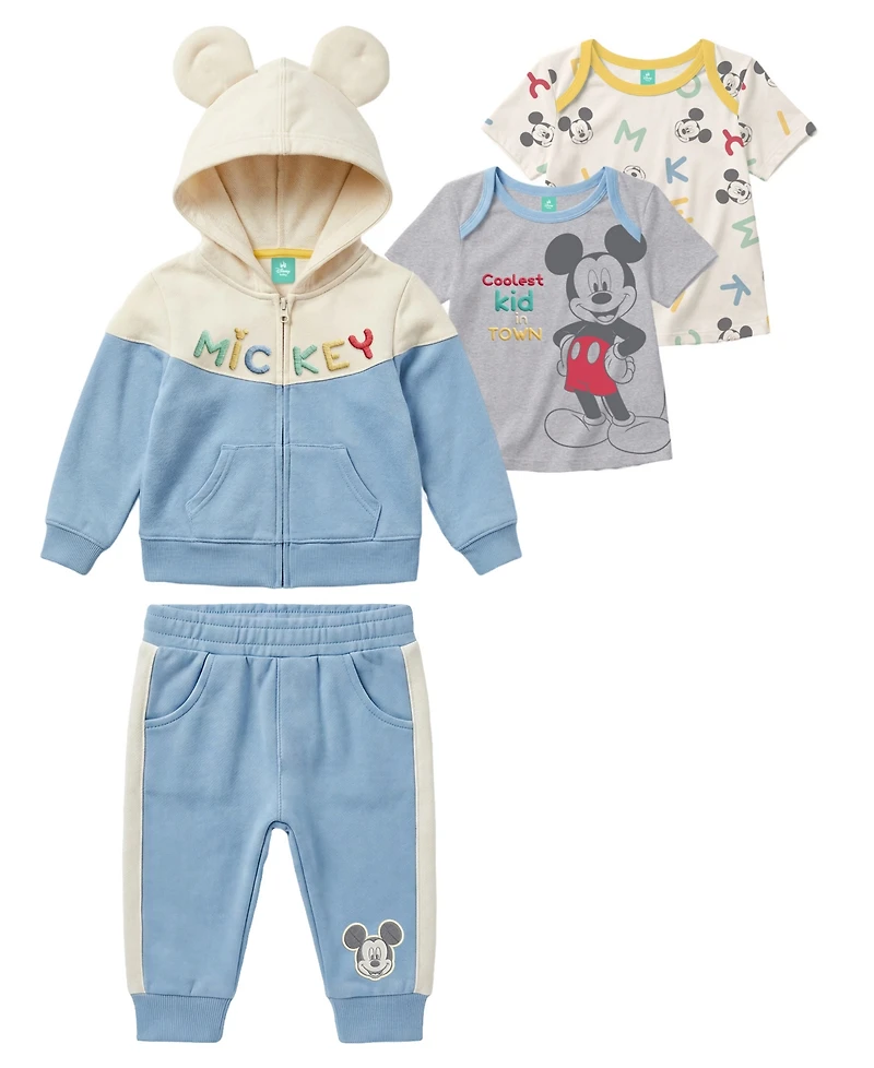 Disney Baby Boys' Hooded Jacket, T-Shirt and Pants, 4-Piece Set