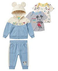 Disney Baby Boys' Hooded Jacket, T-Shirt and Pants, 4-Piece Set