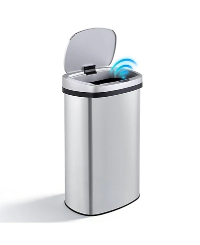 15.85 Gal./60 Liter Stainless Steel Oval Motion Sensor Trash Can for Kitchen