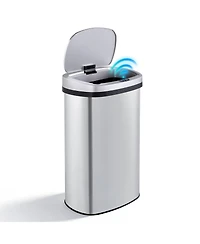 15.85 Gal./60 Liter Stainless Steel Oval Motion Sensor Trash Can for Kitchen