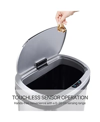 15.85 Gal./60 Liter Stainless Steel Oval Motion Sensor Trash Can for Kitchen