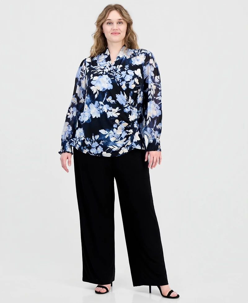 Anne Klein Plus Printed Mixed-Media Top