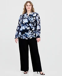 Anne Klein Plus Printed Mixed-Media Top