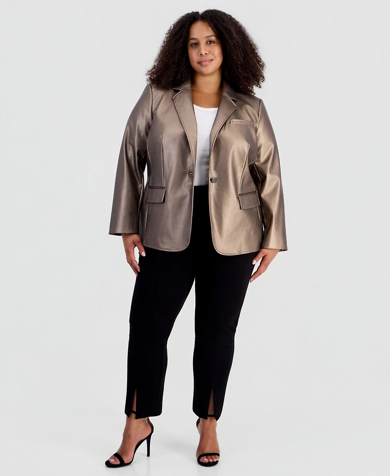 Anne Klein Plus Notch-Collar Long-Sleeve Blazer