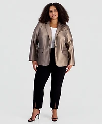 Anne Klein Plus Notch-Collar Long-Sleeve Blazer