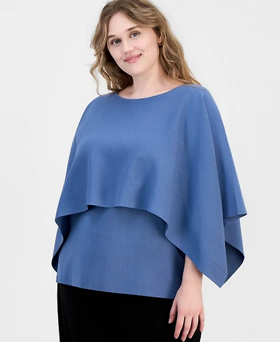 Anne Klein Plus Asymmetric Cape Knit Top