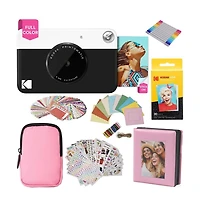 Kodak Printomatic Instant Camera Gift Bundle with Pink Case, 20 Zink Sheets, Album and More
