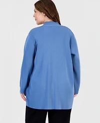Anne Klein Plus Collarless Open-Front Cardigan